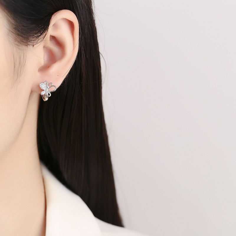 925 Sterling Silver Butterfly Hoop Earrings