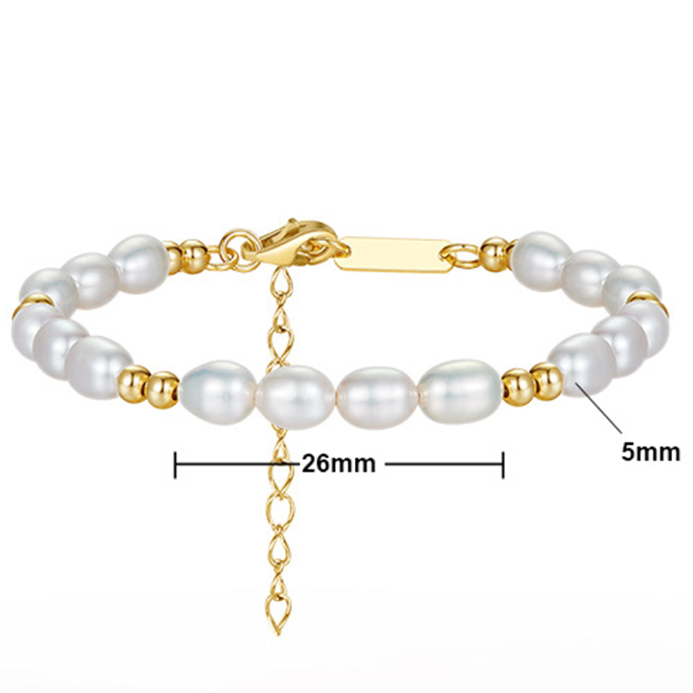 925 Sterling Silver Pearl Bracelet Fashion Jewelry Gift for Women Girls