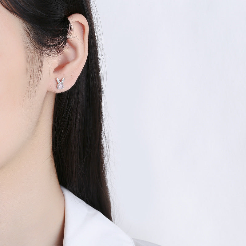 925 Sterling Silver Rabbit Screw Back Stud Earrings