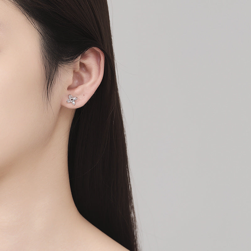 925 Sterling Silver Cross Screw Back Stud Earrings