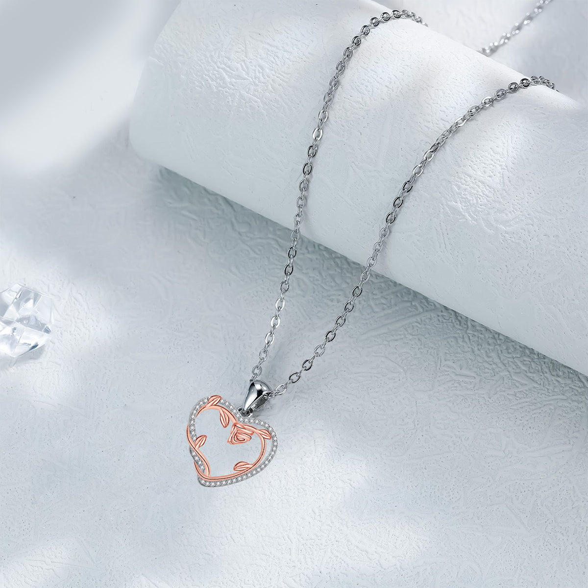Copper With Silver/Rosegold Plated Heart Pendant Necklace