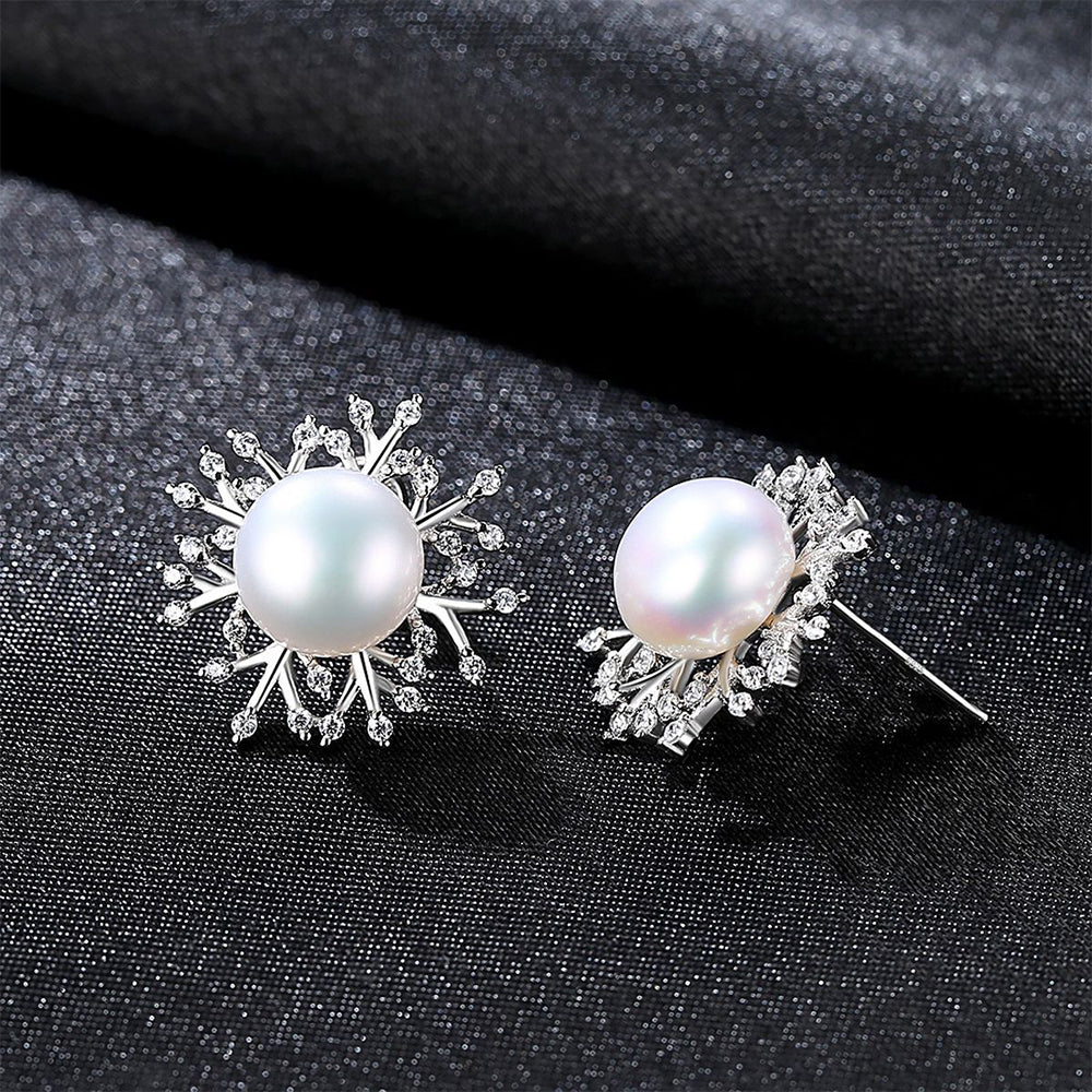 925 Sterling Silver Natural Pearl Drop Earrings Fashion Jewelry Gift for Women Girls
