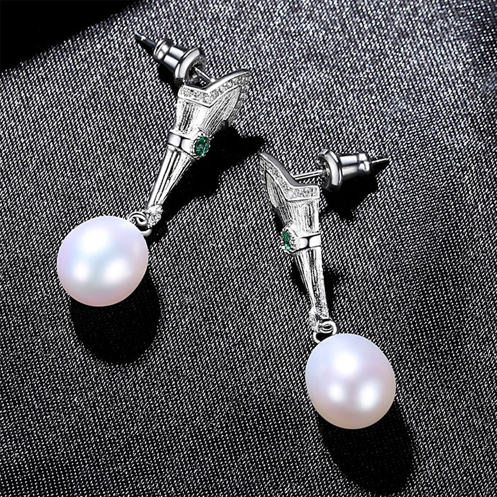 925 Sterling Silver Natural Pearl Drop Earrings Fashion Jewelry Gift for Women Girls