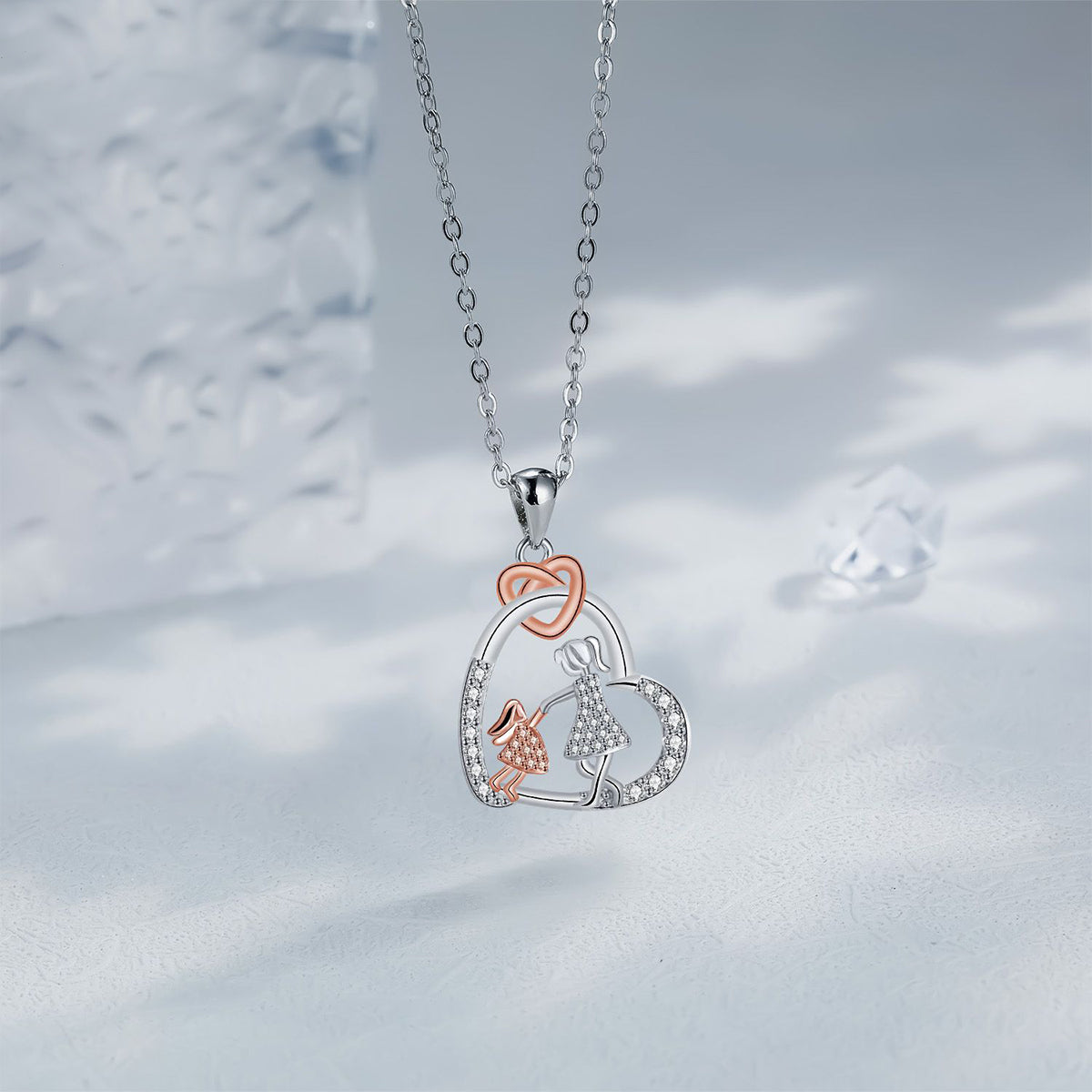 Copper With Silver/Rosegold Plated Heart Pendant Necklace