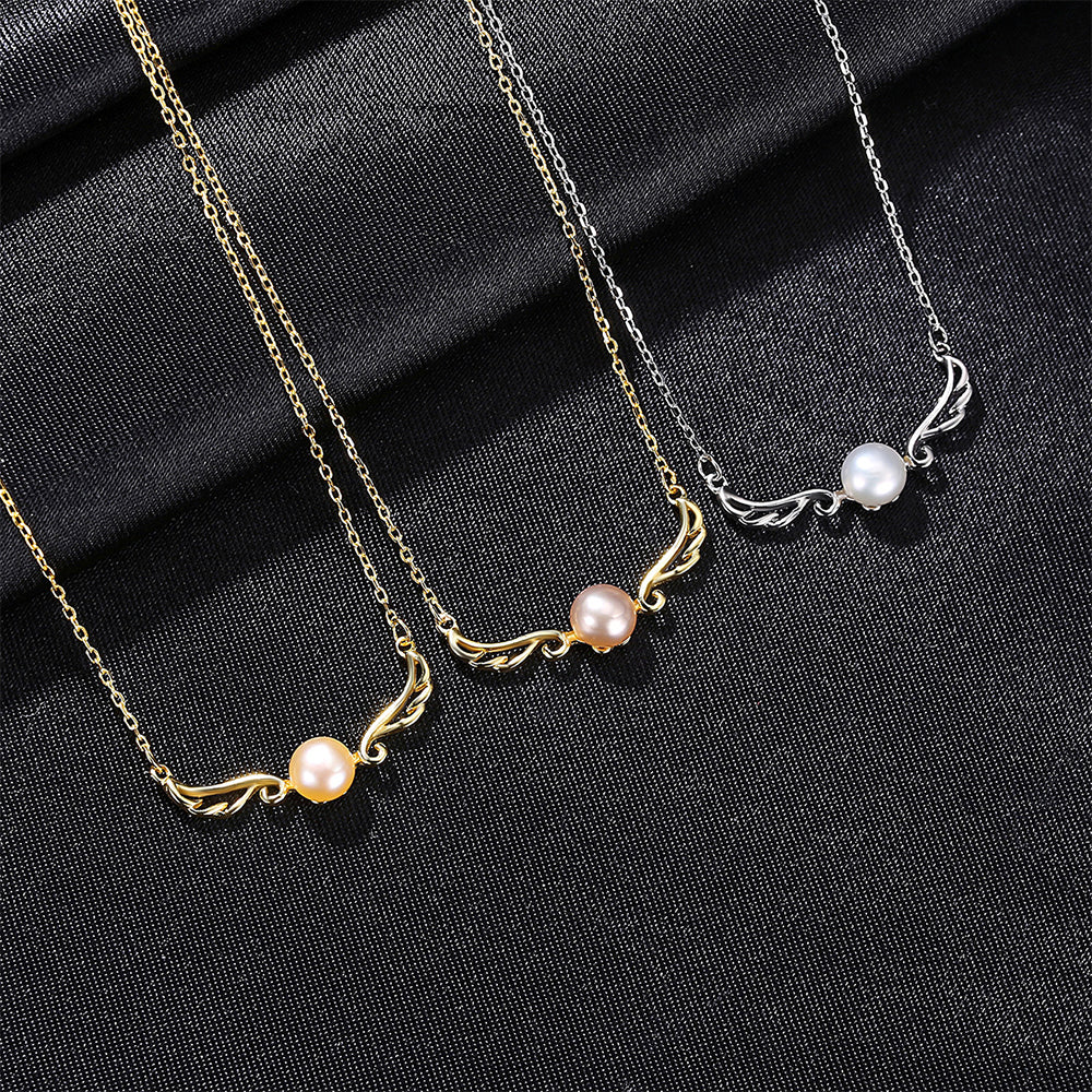 925 Sterling Silver Natural Pearl Drop Necklace Fashion Jewelry Gift for Women Girls