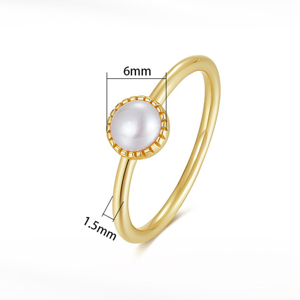 925 Sterling Silver Natural Pearl Ring Fashion Jewelry Gift for Women Girls