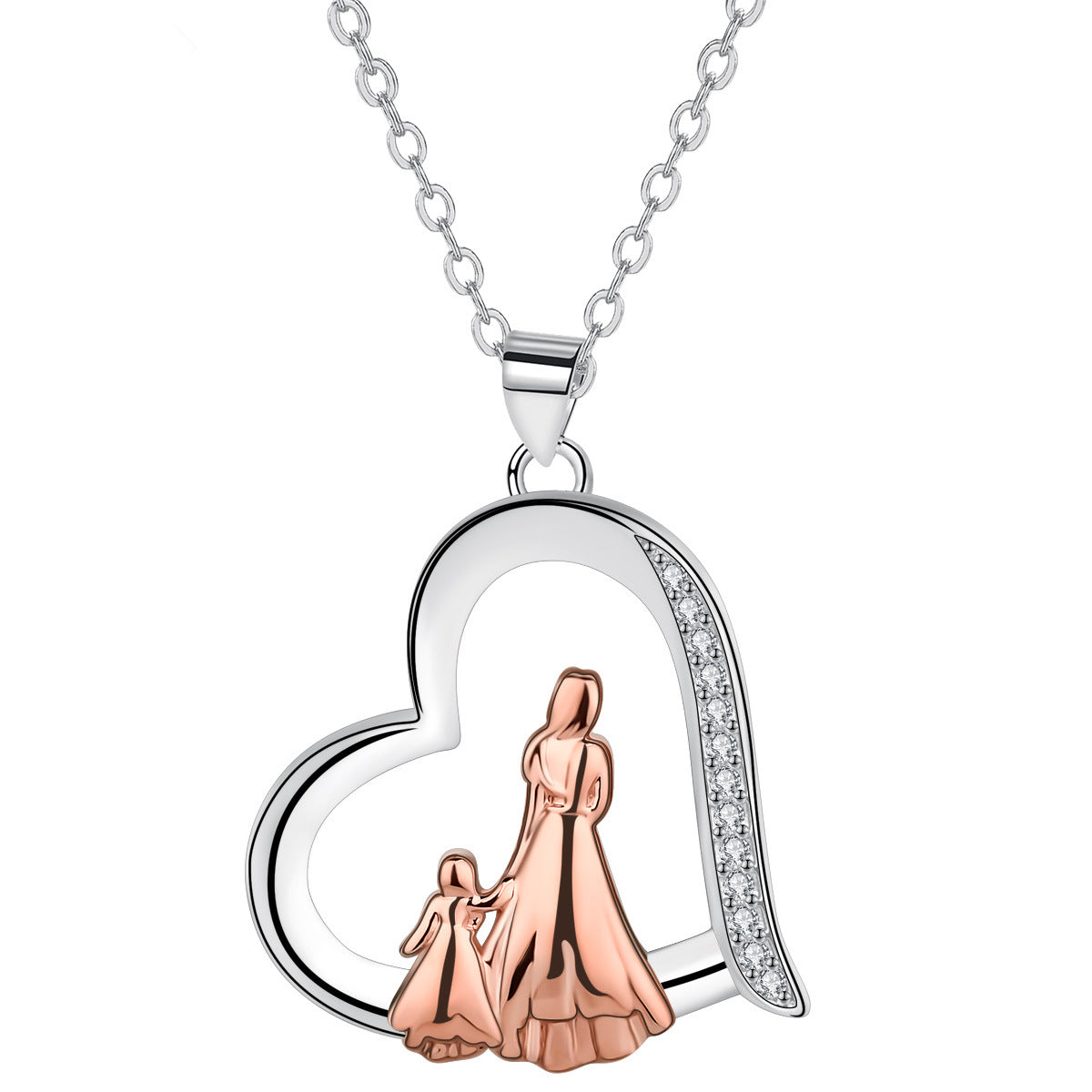 Copper With Silver/Rosegold Plated Heart Pendant Necklace for Women
