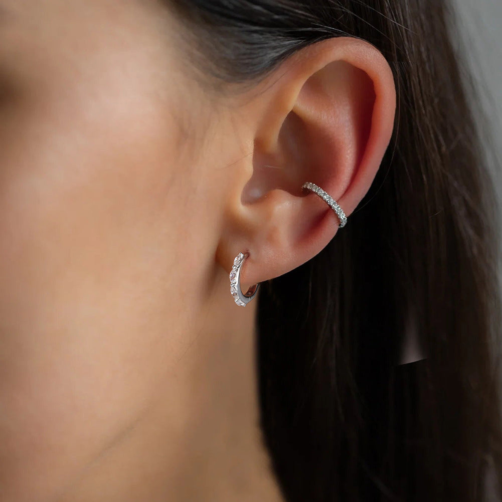 925 Sterling Silver Hoop Zircon Earrings