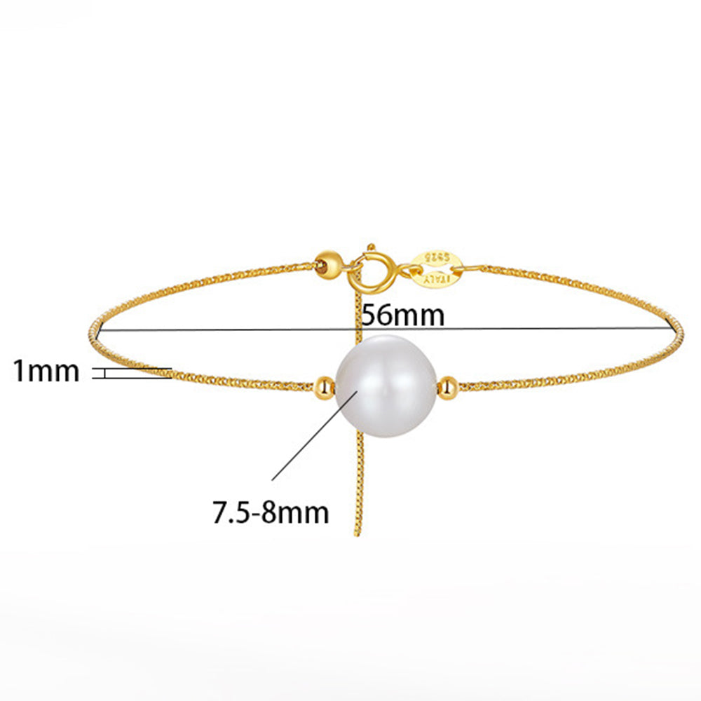 925 Sterling Silver Pearl Bracelet Fashion Jewelry Gift for Women Girls