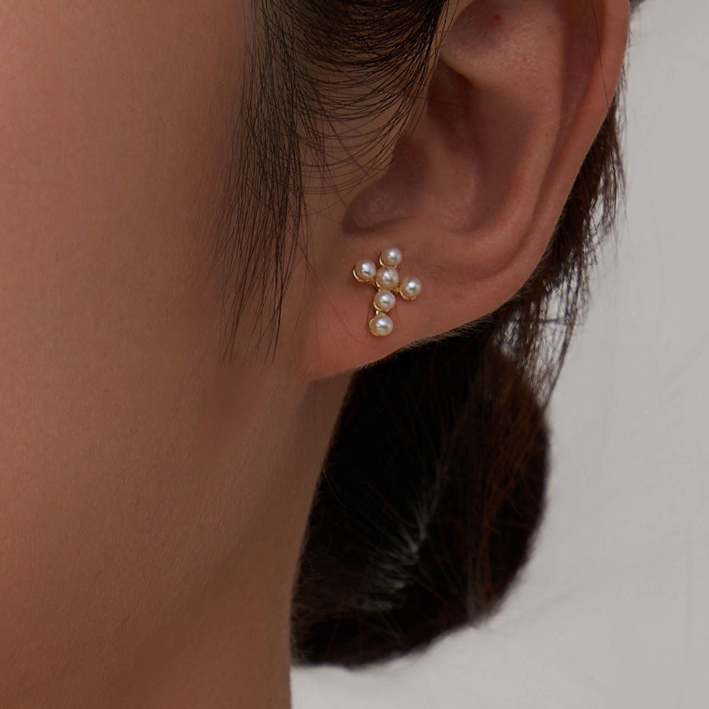 Pendientes de perlas naturales de plata de ley 925, joyería de moda, regalo para mujeres y niñas.