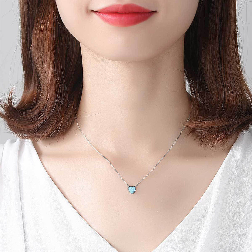 925 Sterling Silver Heart Necklace Fashion Jewelry Gift for Women Girls