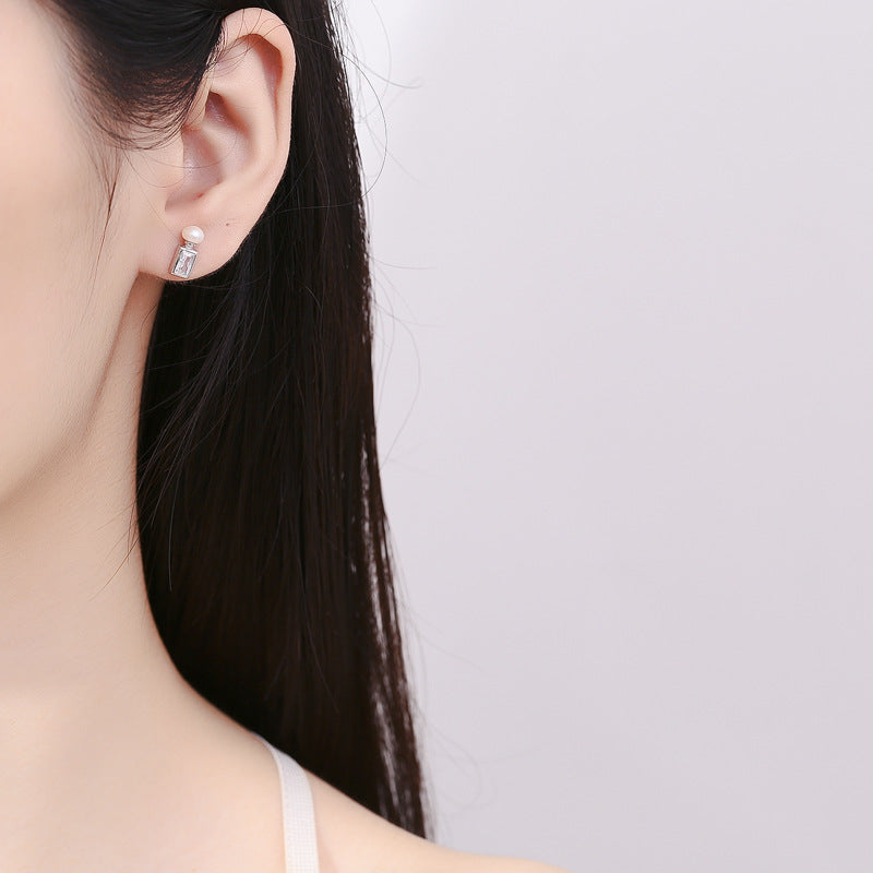 925 Sterling Silver Pearl Screw Back Stud Earrings