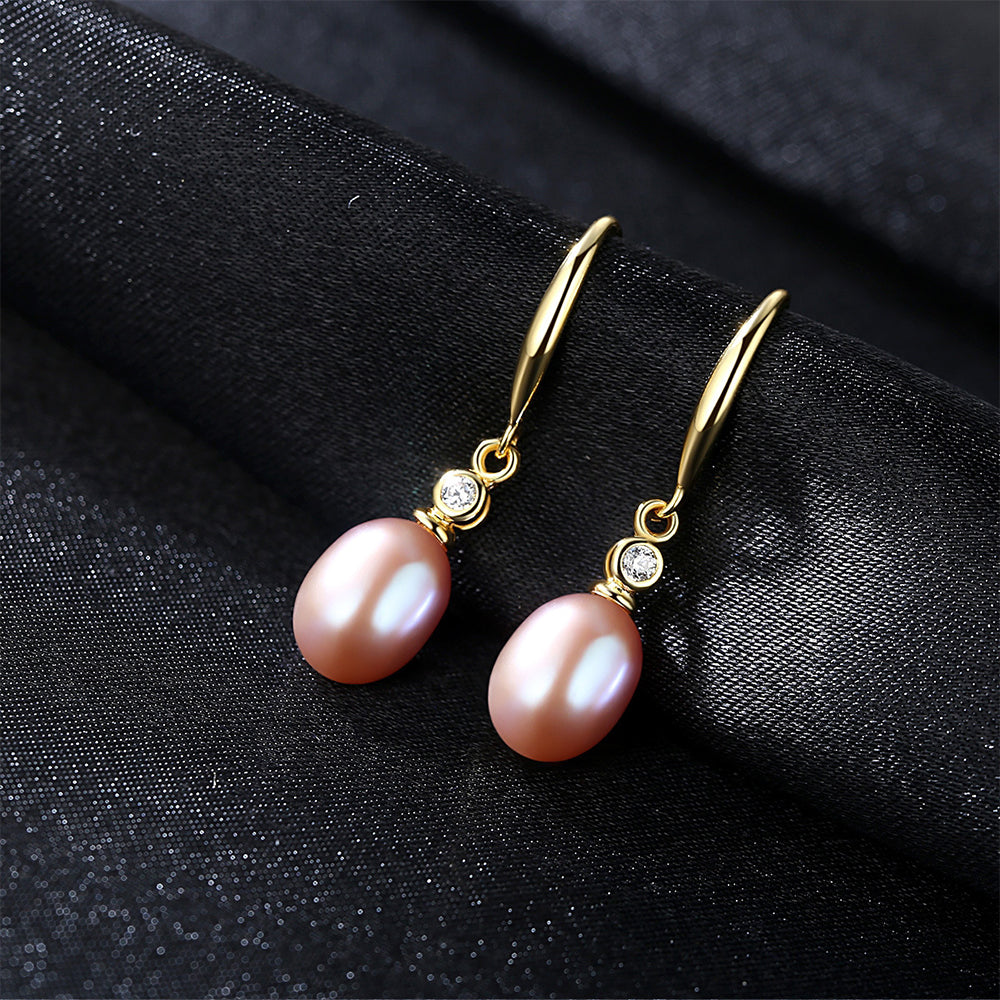 925 Sterling Silver Natural Pearl Drop Earrings Fashion Jewelry Gift for Women Girls