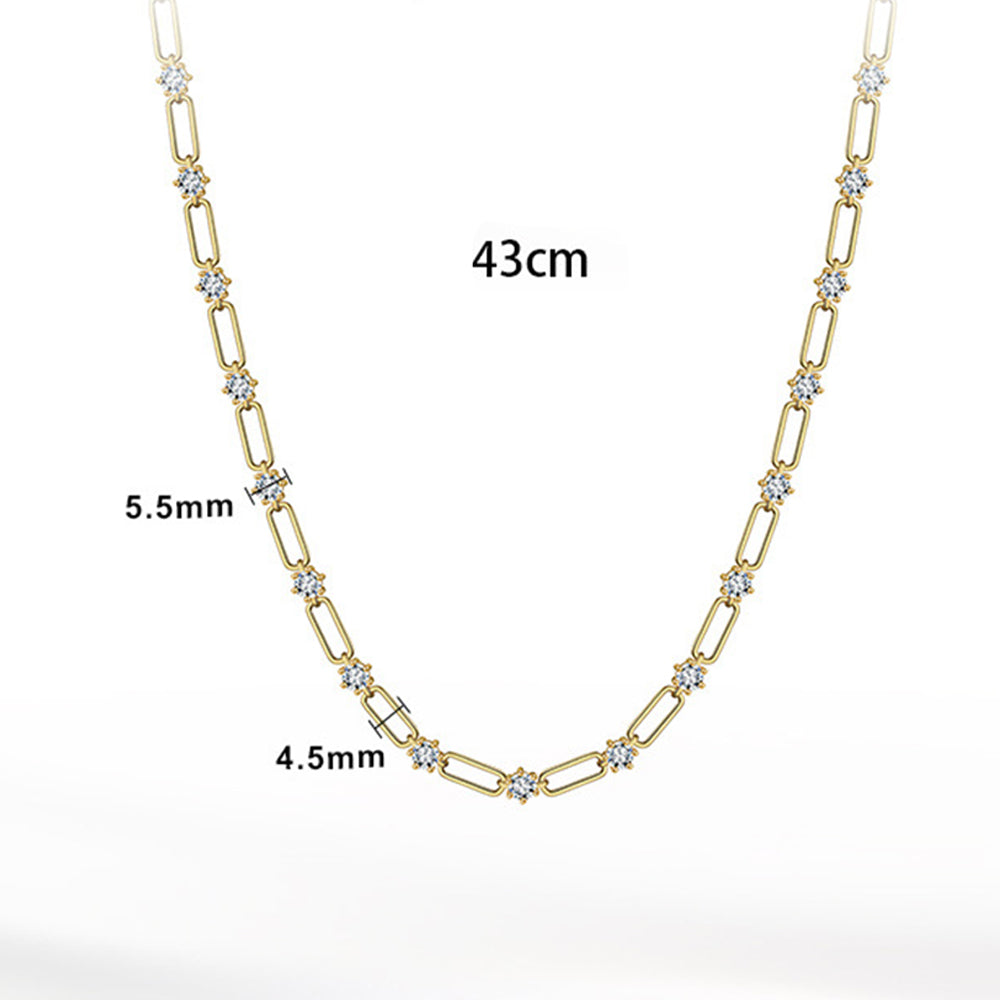 925 Sterling Silver Link Chain With Zircon