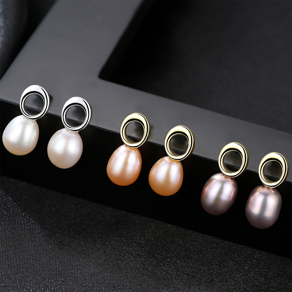 925 Sterling Silver Natural Pearl Drop Earrings Fashion Jewelry Gift for Women Girls