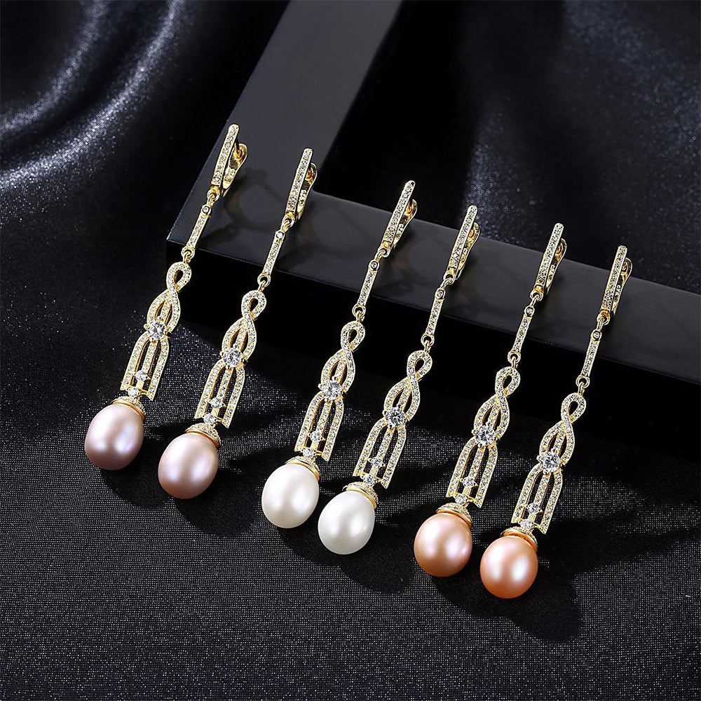 Pendientes colgantes de perla natural de plata de ley 925, joyería de moda, regalo para mujeres y niñas.