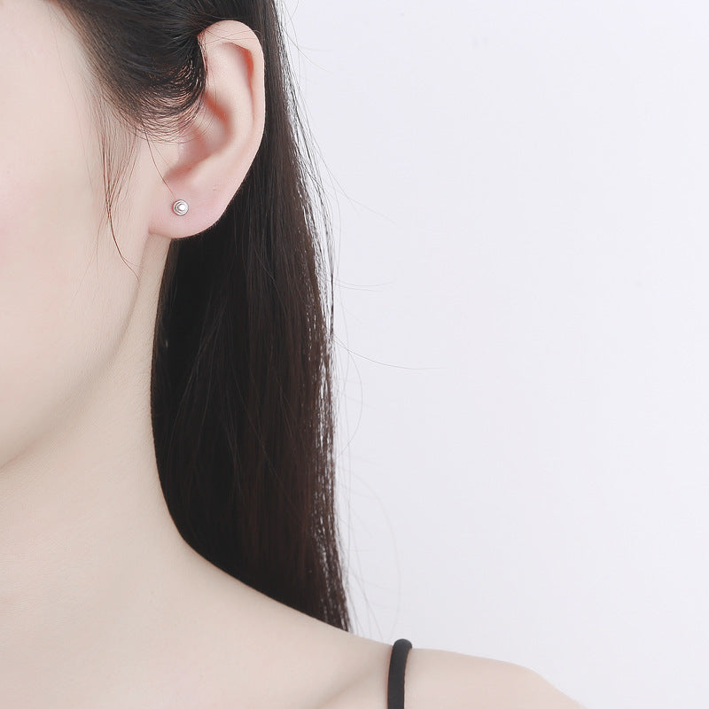 925 Sterling Silver Dumbbell Screw Back Stud Earrings