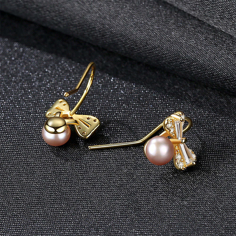 925 Sterling Silver Natural Pearl Drop Earrings Fashion Jewelry Gift for Women Girls