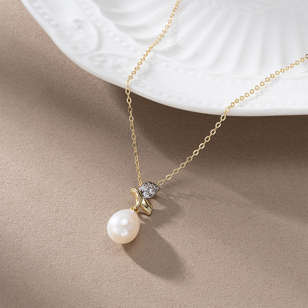 925 Sterling Silver Natural Pearl Necklace Fashion Jewelry Gift for Women Girls