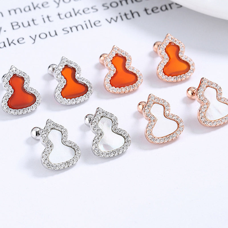 925 Sterling Silver Calabash Screw Back Stud Earrings