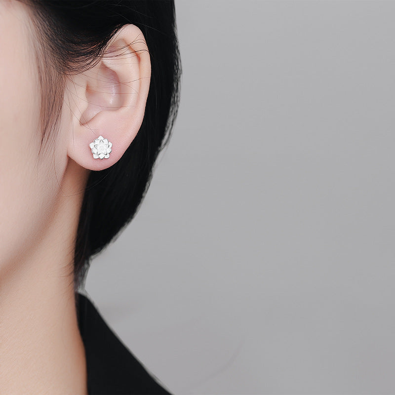 925 Sterling Silver Flower Screwed Earrings