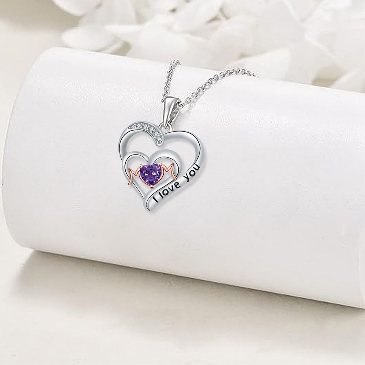 Copper With Silver/Rosegold Plated Heart Pendant Necklace