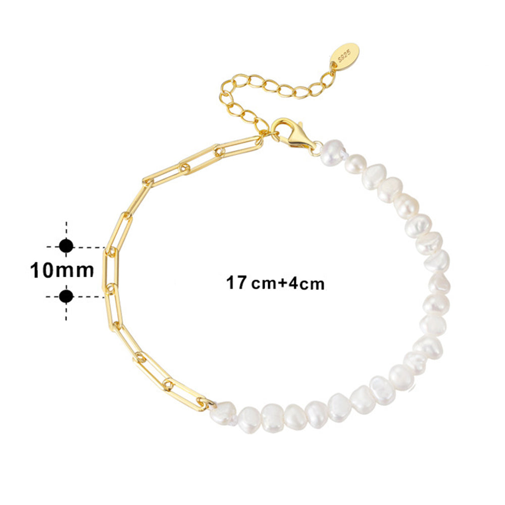 925 Sterling Silver Pearl Bracelet Fashion Jewelry Gift for Women Girls