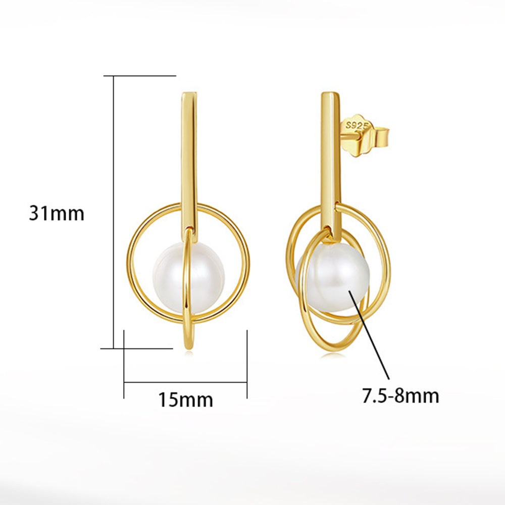 925 Sterling Silver Natural Pearl Earrings Fashion Jewelry Gift for Women Girl