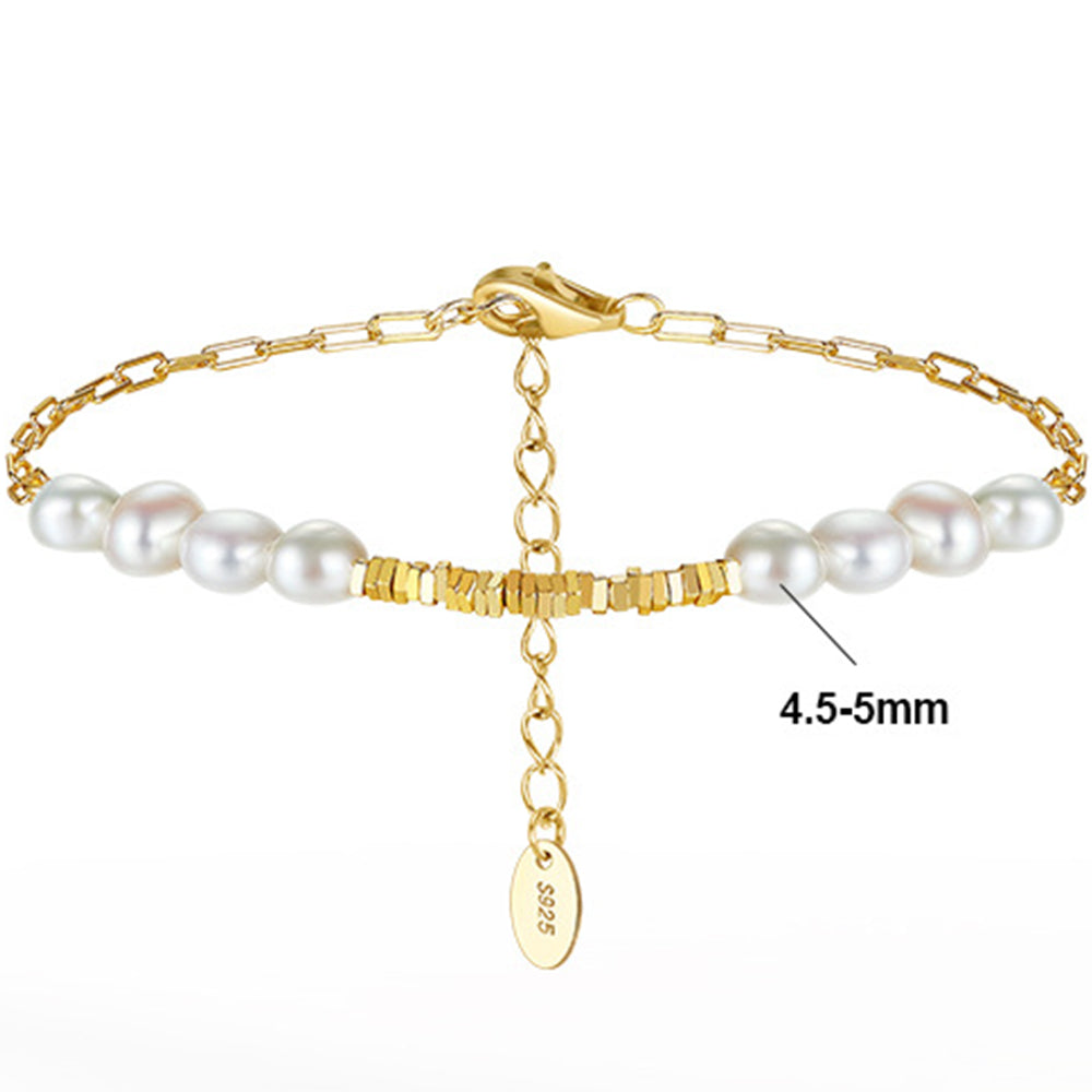 925 Sterling Silver Pearl Bracelet Fashion Jewelry Gift for Women Girls