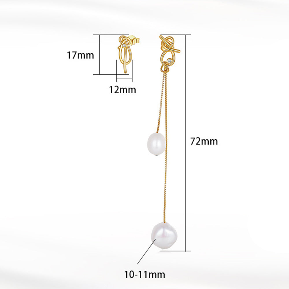 925 Sterling Silver Natural Pearl Earrings Fashion Jewelry Gift for Women Girl
