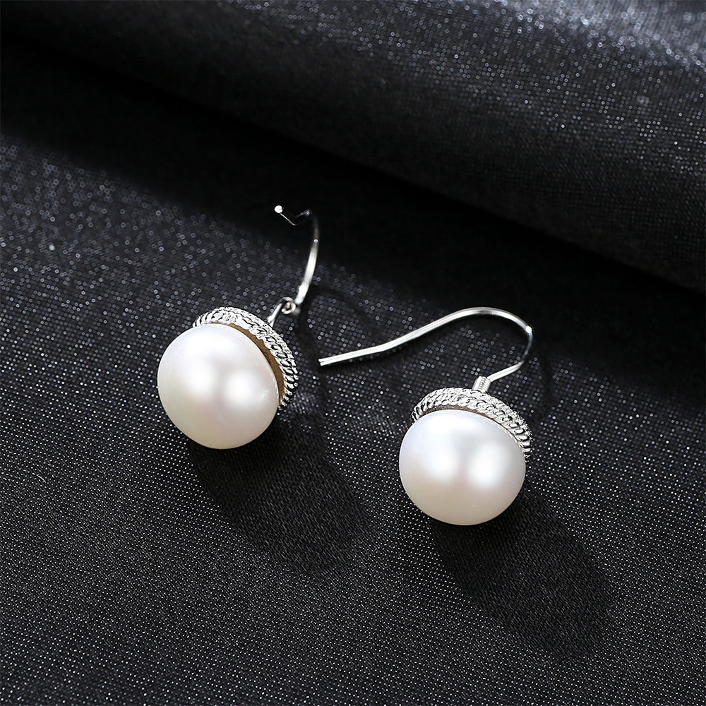 925 Sterling Silver Natural Pearl Drop Earrings Fashion Jewelry Gift for Women Girls