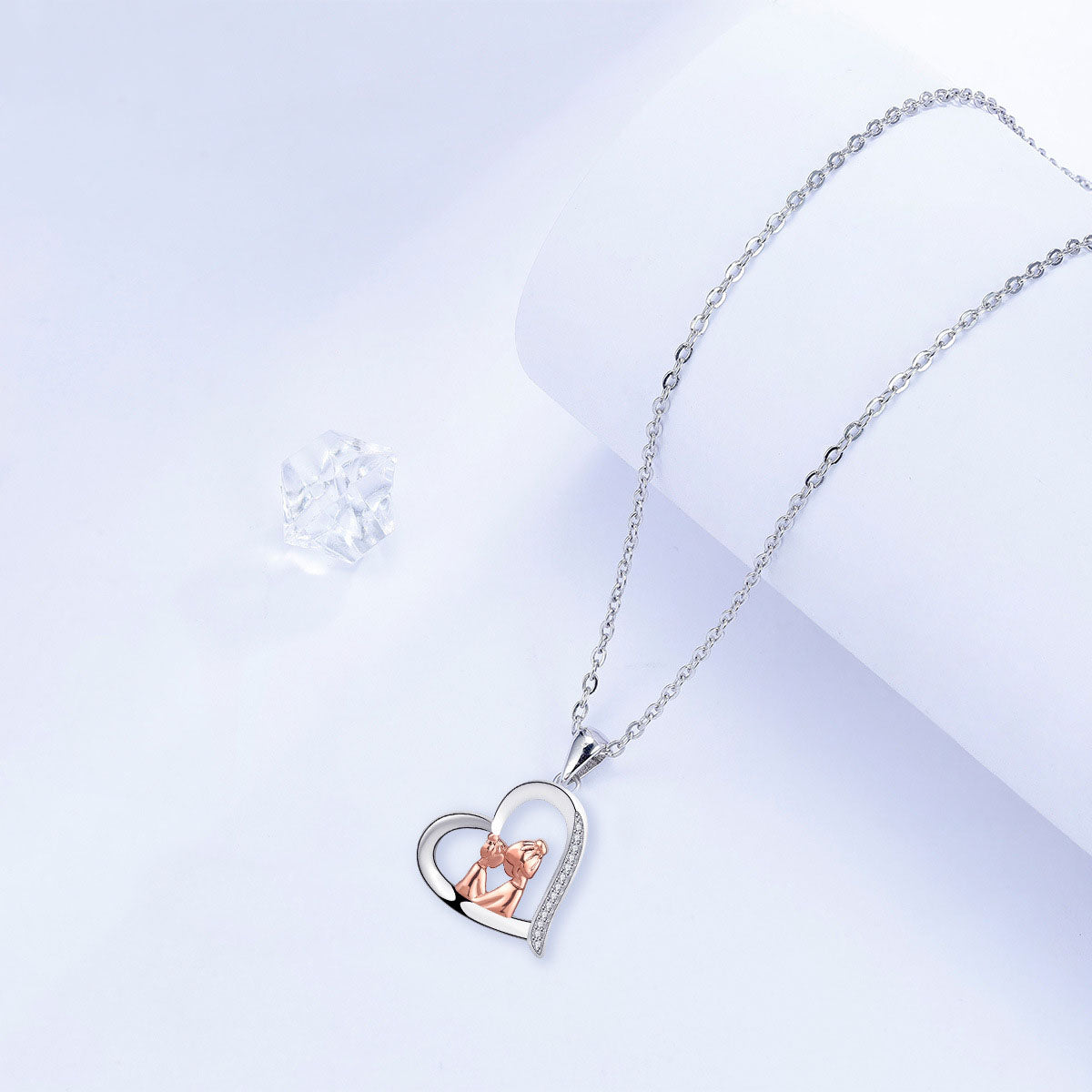 Copper With Silver/Rosegold Plated Heart Pendant Necklace for Women