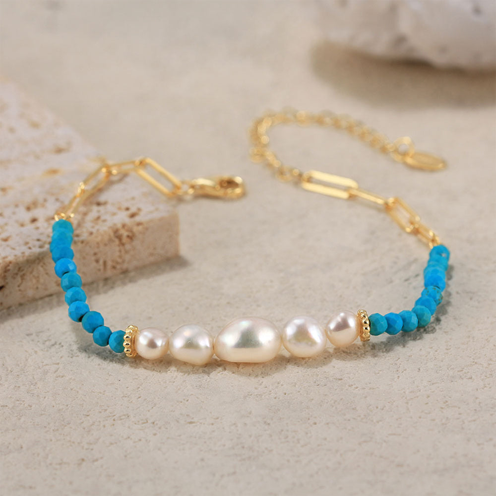 925 Sterling Silver Pearl Bracelet Fashion Jewelry Gift for Women Girls