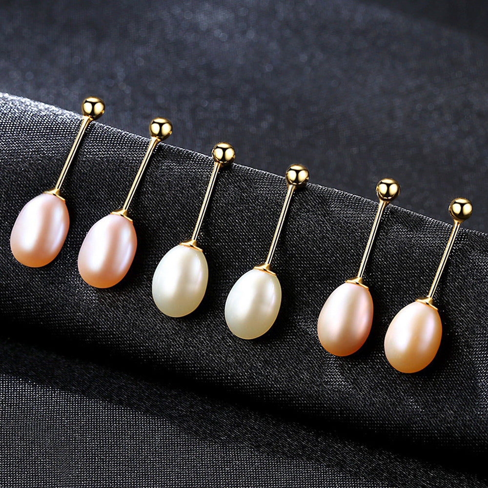 Pendientes colgantes de perla natural de plata de ley 925, joyería de moda, regalo para mujeres y niñas.