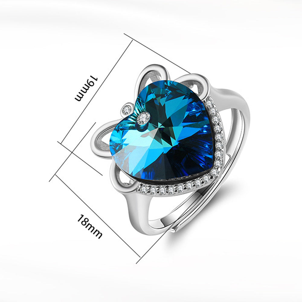 925 Sterling Silver Crystal Heart Ring