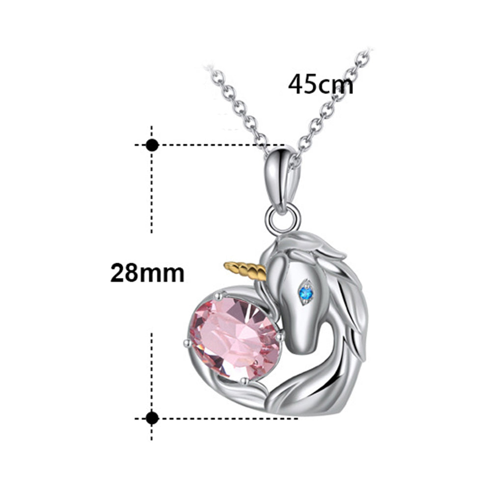 925 Sterling Silver Crystal Unicorn Necklace