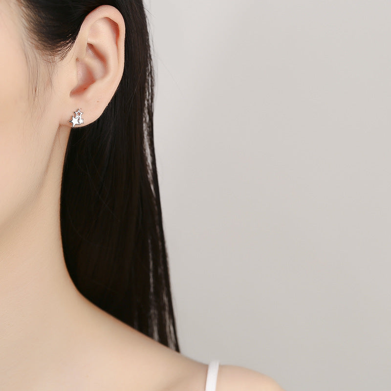 925 Sterling Silver Star Screw Back Stud Earrings
