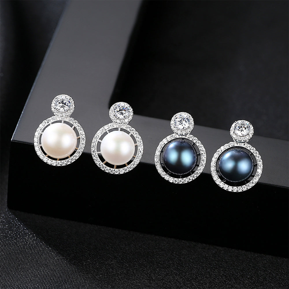 925 Sterling Silver Natural Pearl Drop Earrings Fashion Jewelry Gift for Women Girls