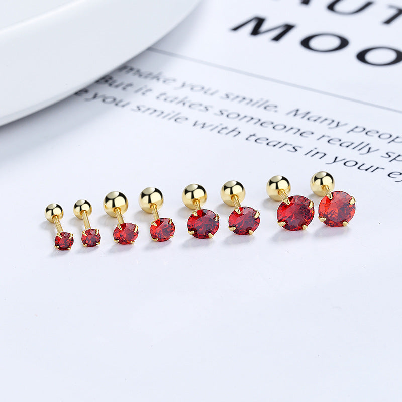 925 Sterling Silver Zircon Screw Back Stud Earrings