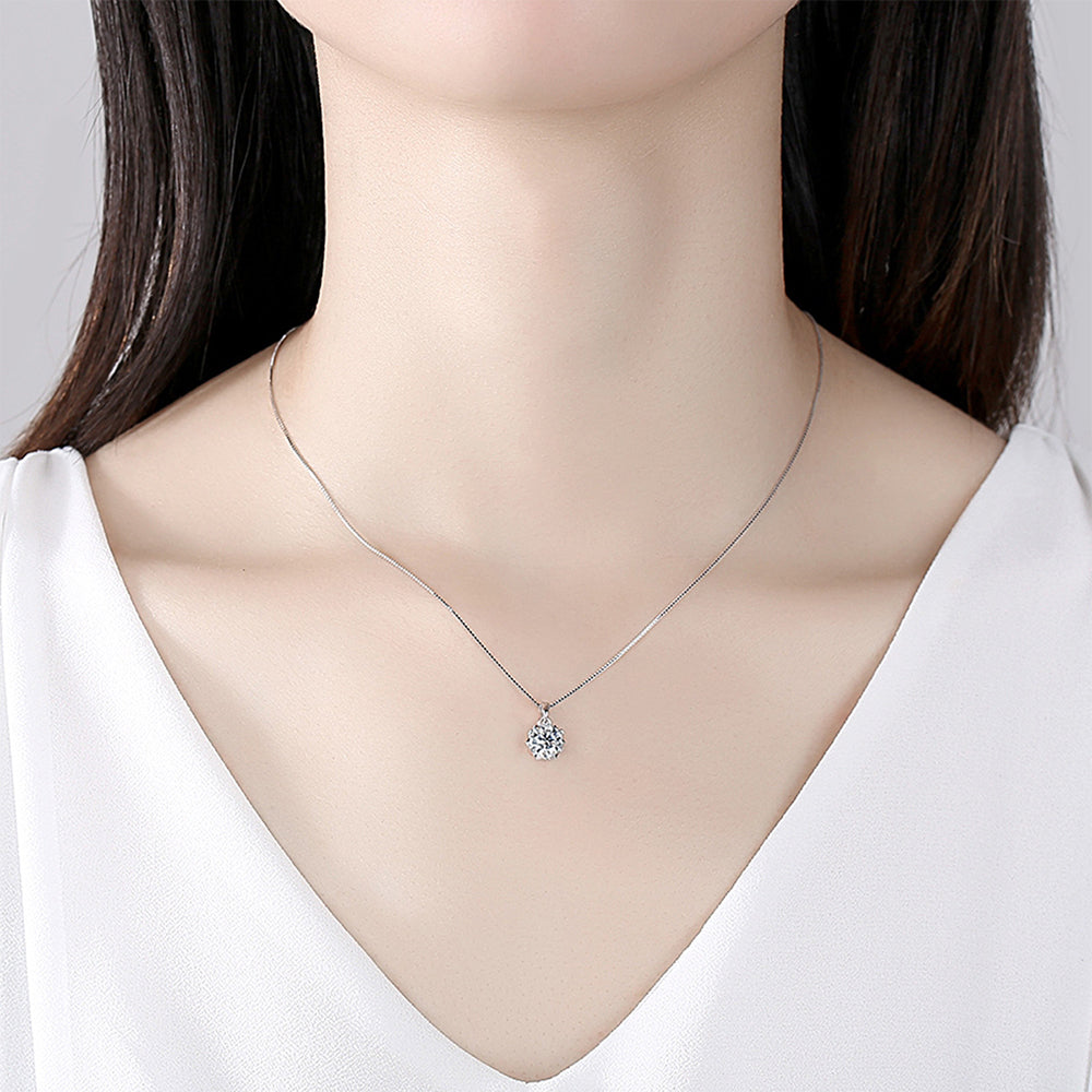 925 Sterling Silver Zircon Necklace Fashion Jewelry Gift for Women Girls