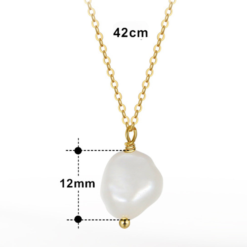925 Sterling Silver Natural Pearl Necklace Fashion Jewelry Gift for Women Girls