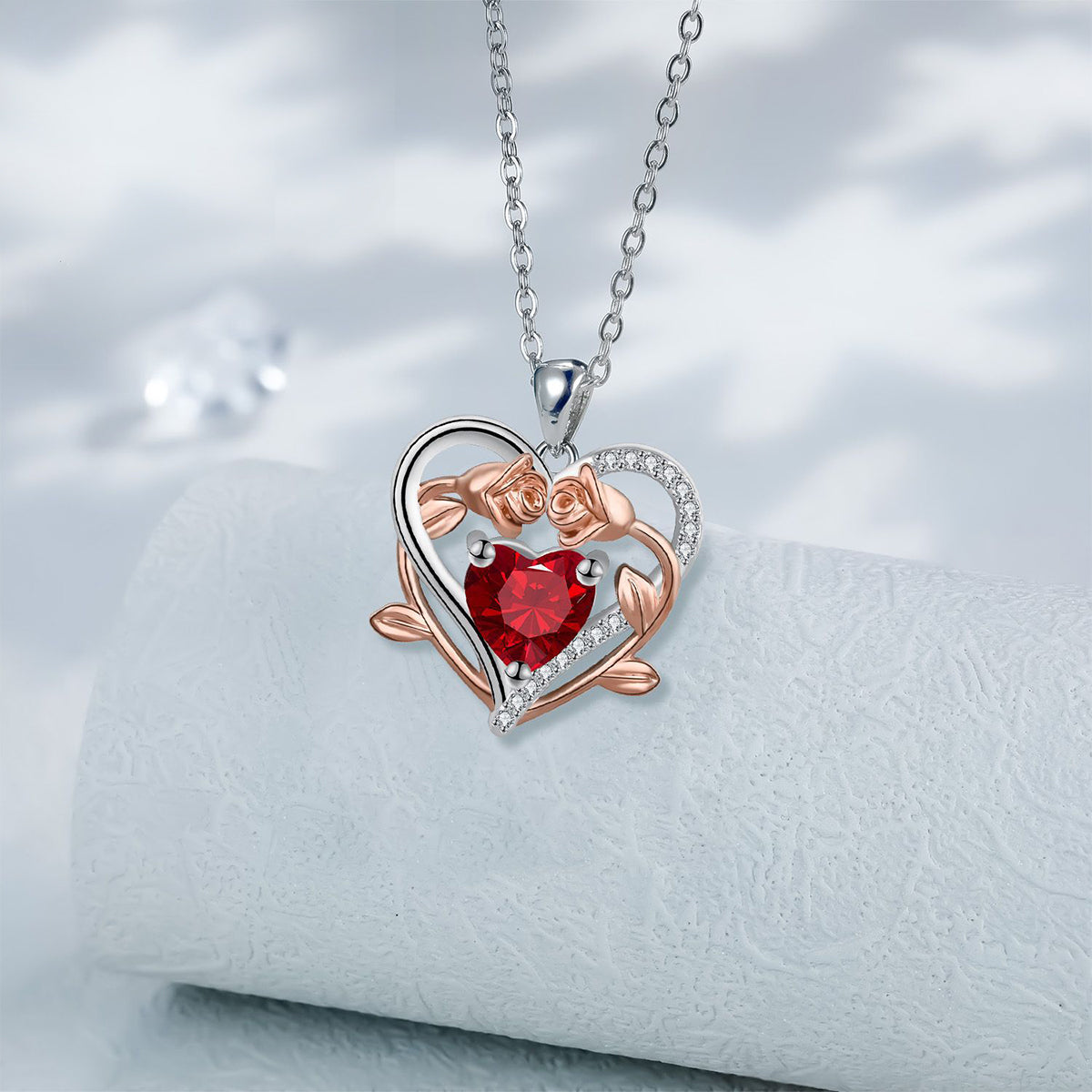 Copper With Silver/Rosegold Plated Heart Mom Pendant Necklace