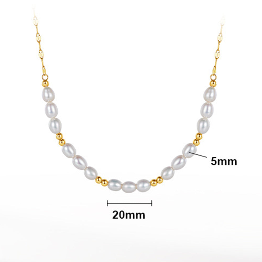 925 Sterling Silver Natural Pearl Necklace Fashion Jewelry Gift for Women Girls
