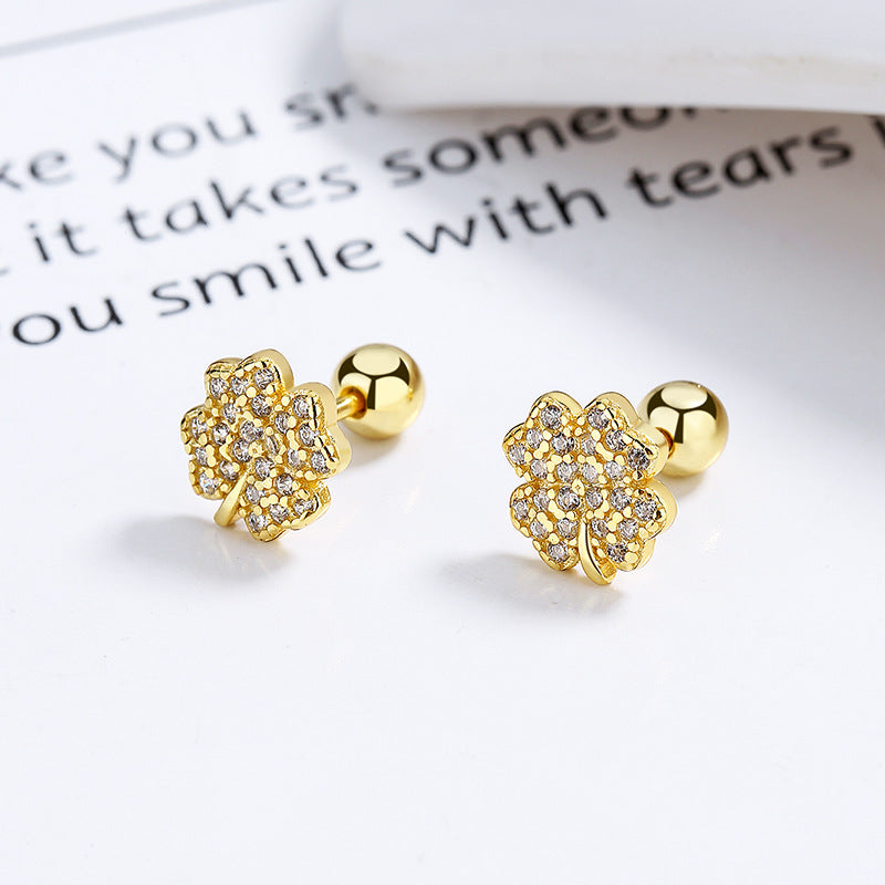 925 Sterling Silver Zircon Screw Back Stud Earrings