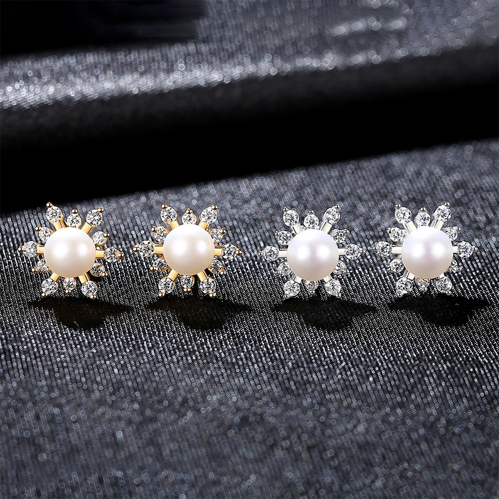 925 Sterling Silver Natural Pearl Drop Earrings Fashion Jewelry Gift for Women Girls