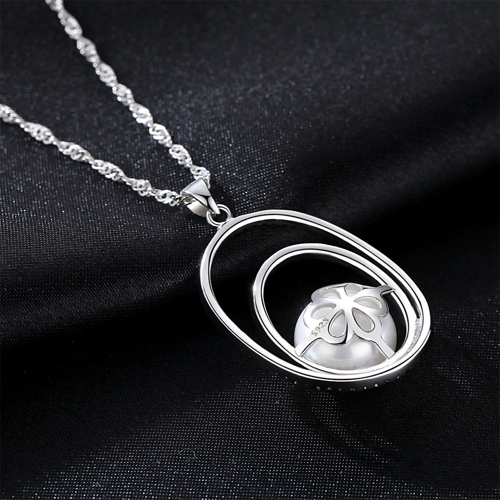 925 Sterling Silver Natural Pearl Drop Necklace Fashion Jewelry Gift for Women Girls