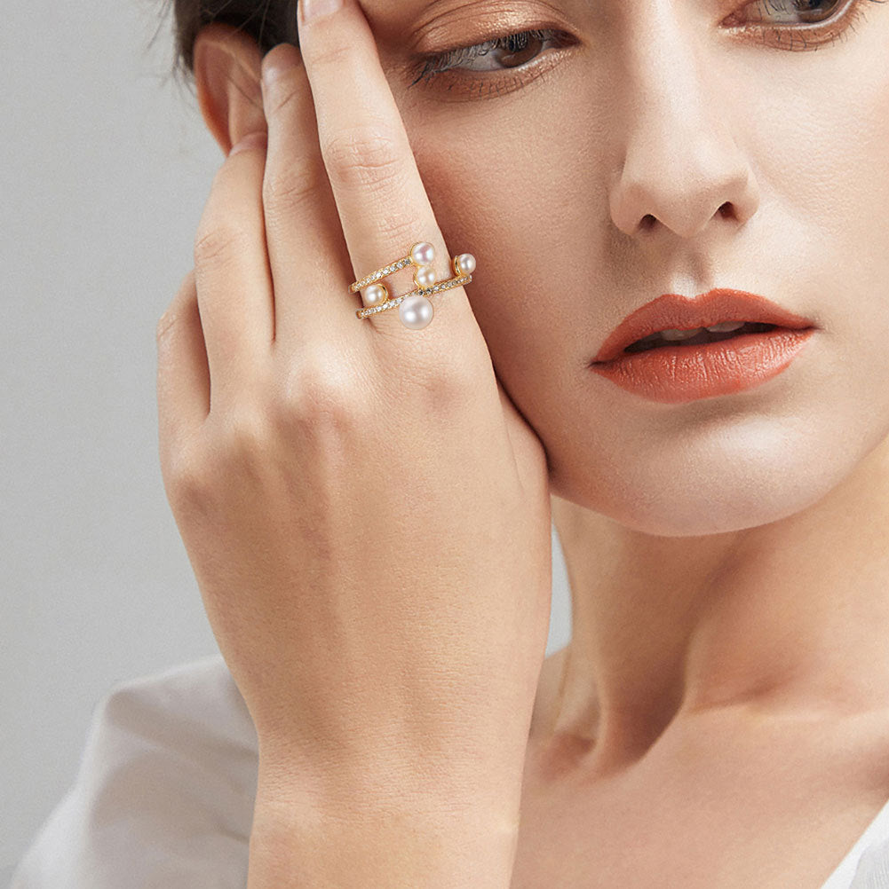Anillo de perla natural de plata de ley 925, joyería de moda, regalo para mujeres y niñas.