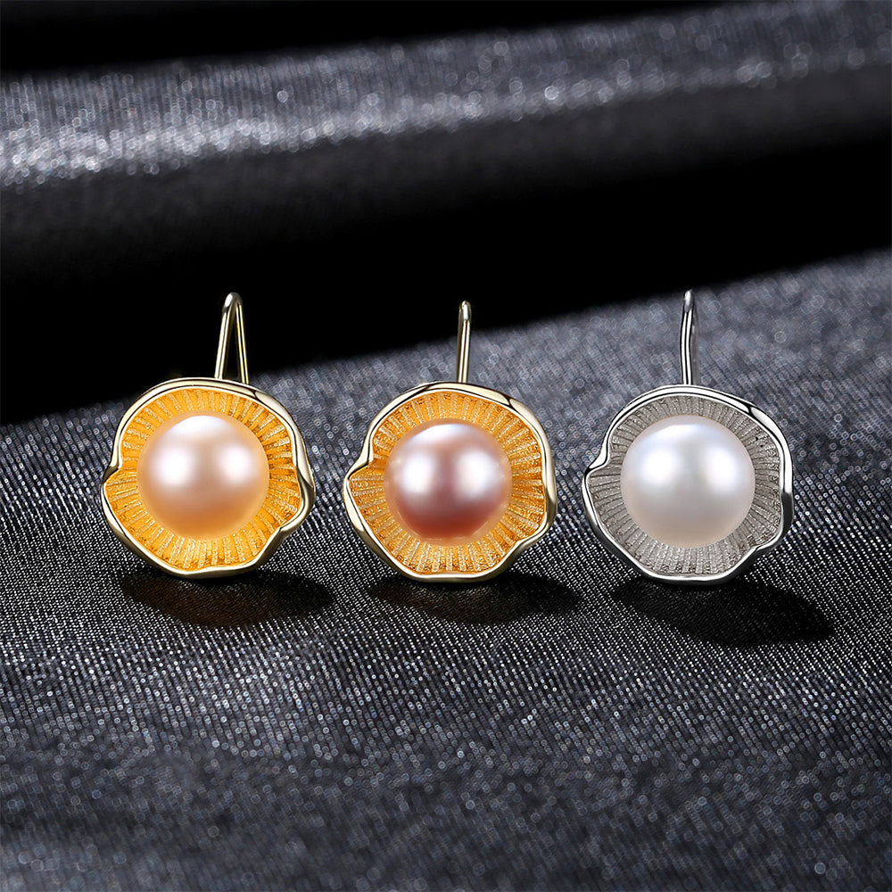 Pendientes colgantes de perla natural de plata de ley 925, joyería de moda, regalo para mujeres y niñas.