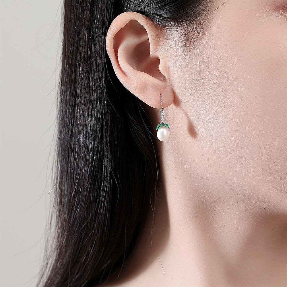 925 Sterling Silver Natural Pearl Drop Earrings Fashion Jewelry Gift for Women Girls(复制)