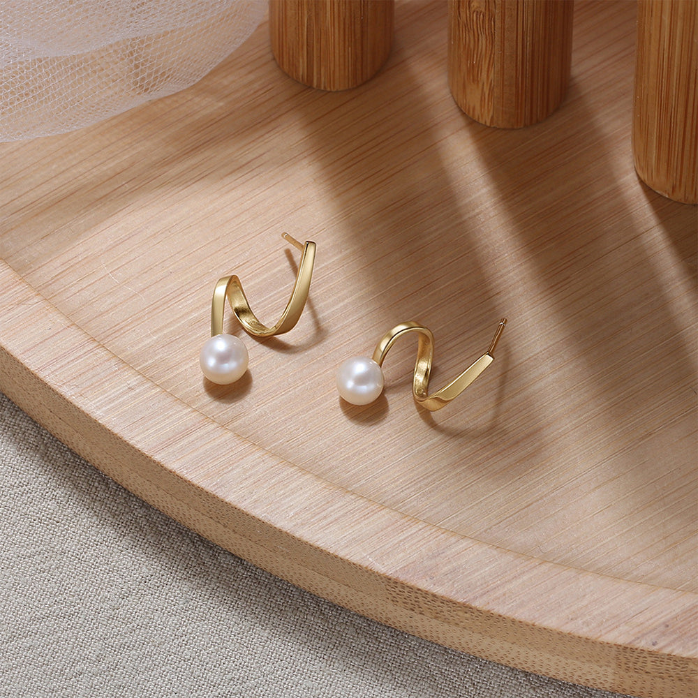 925 Sterling Silver Natural Pearl Earrings Fashion Jewelry Gift for Women Girl